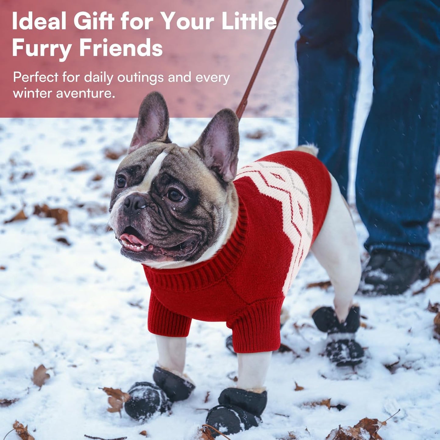 Queenmore Warm Dog Sweater, Soft Pet Knitwear, Knitted Pullover, Vlentines Day Gifts Winter Pet Clothes for Small Medium Dogs Cats Red