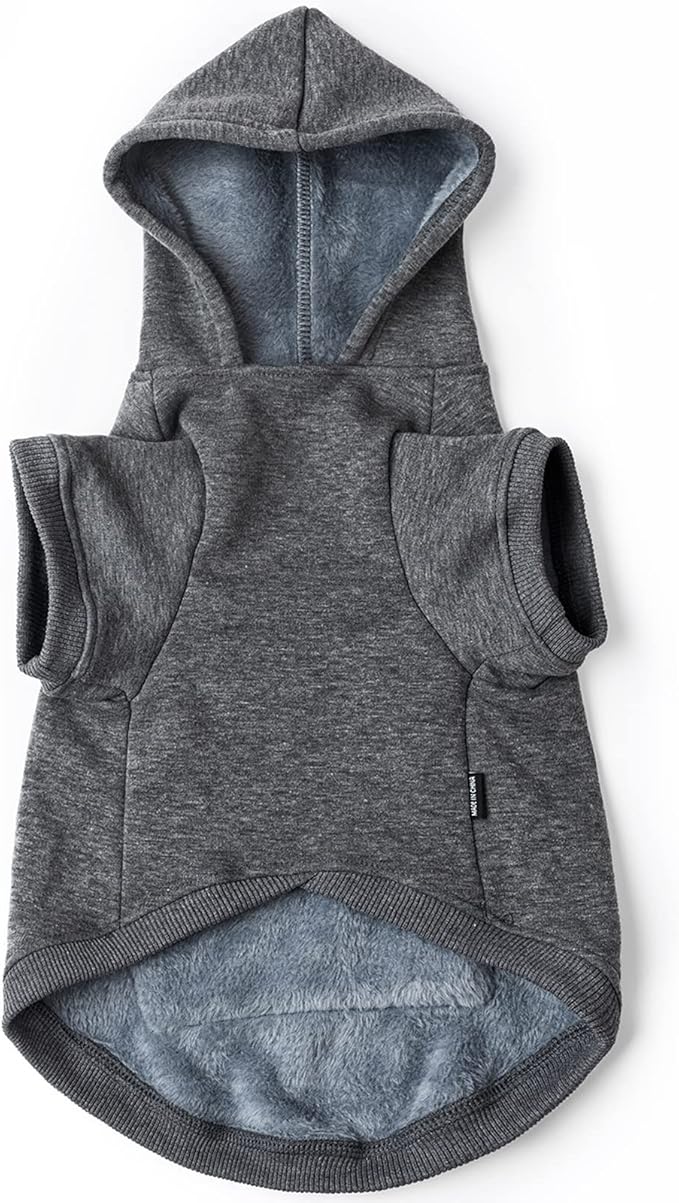 Koneseve Dog Hoodie Fleece Puppy Clothes Warm Sweater with Hat for Small Dogs Cat Hooded Shirt Kitten Pet Basic Hoodies Sweatshirt with Pocket Doggie Soft Winter Coat Apparel (Grey; S)