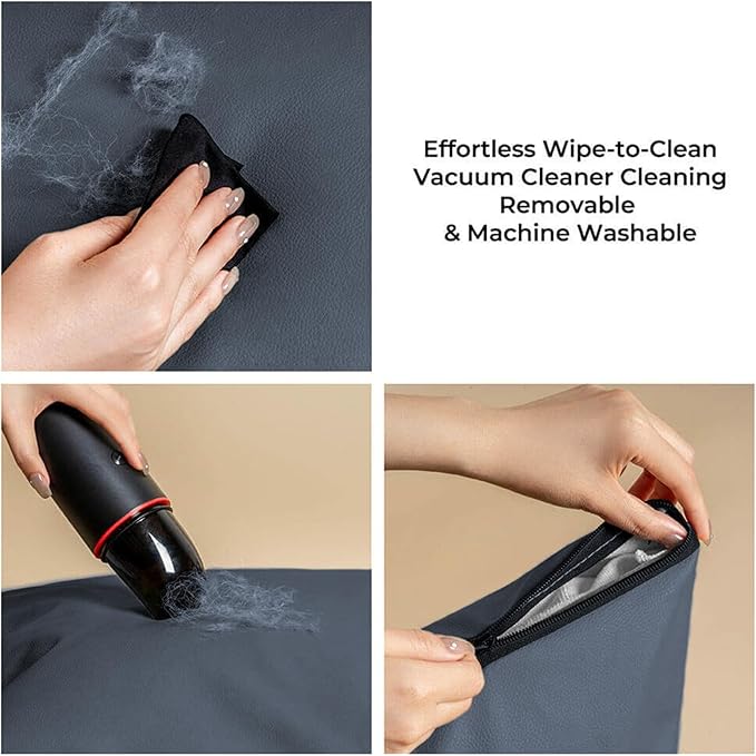 FUNNYFUZZY Dog Car Seat for Small Dogs, Waterproof Dog Car Bed with Storage Pocket, Safety Clip-On Dogs Leash, Detachable Portable Pet Carseat (Slate Blue, 37.4 * 16.5 * 17.7 inches)