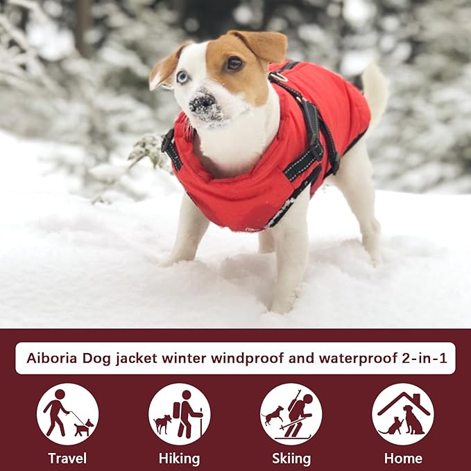 Aiboria Dog Jackets Coat for Winter Windproof Waterproof Skiing Dog Vest Fleece Warm Chest Strap Belt Purple 4XL