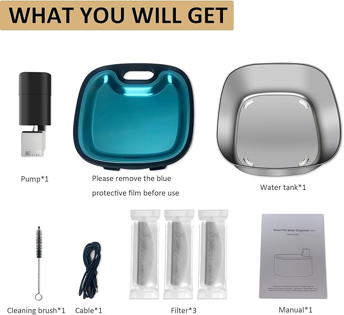 Wireless Cat Water Fountain Stainless Steel, 118oz/3.5L Cordless Automatic Pet Water Dispenser for Cats Indoor, with Motion Sensor, Ultra Quiet Pump, Rechargeable & Multi-Filtration