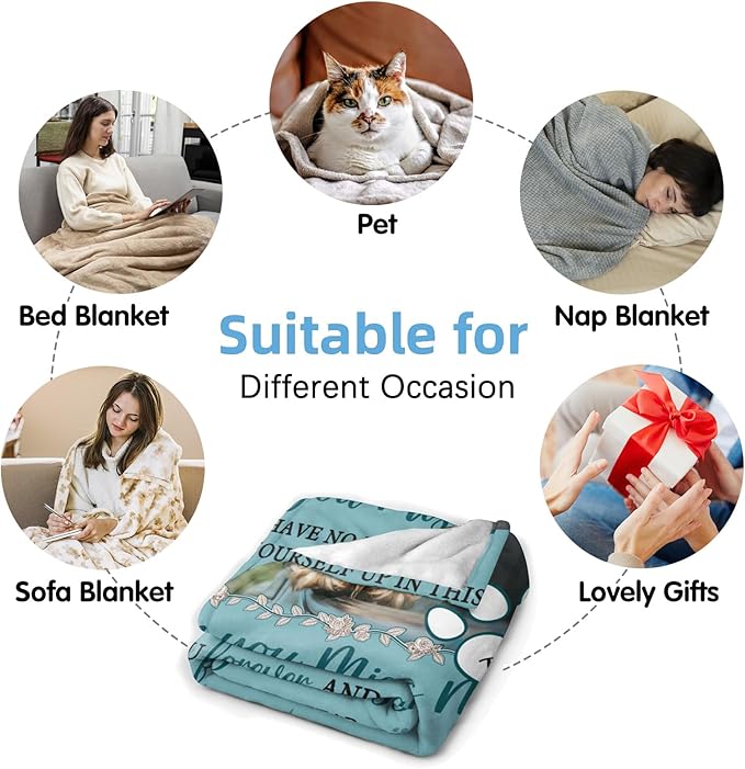 Custom Pet Memorial Blanket with Photo,Personalized Dog/Cat Loss Sympathy Gift,Pet Loss Bereavement Remembrance Gifts,Flannel Throw Blanket with Pictures (Turquoise)