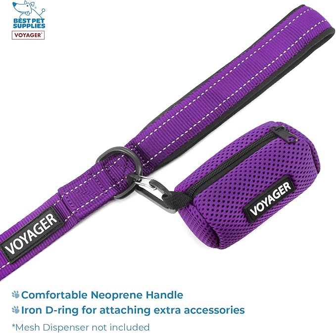 Voyager Step-in Air All Weather Mesh Harness and Reflective Dog 5 ft Leash Combo with Neoprene Handle, for Small, Medium and Large Breed Puppies by Best Pet Supplies - Leash Harness (Purple), L