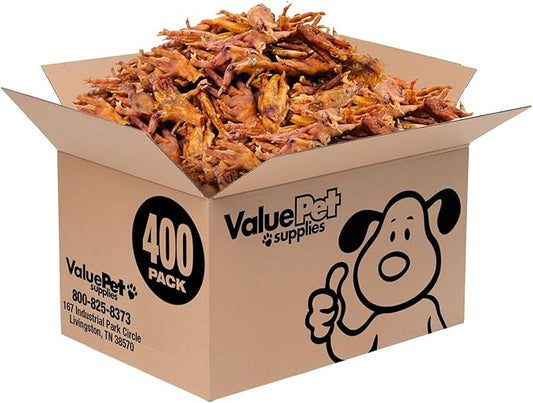 ValueBull Chicken Feet for Dogs, 400 Count Bulk Pack - All Natural Dog Chew, Hip and Joint Chew, Single Ingredient Dog Treat