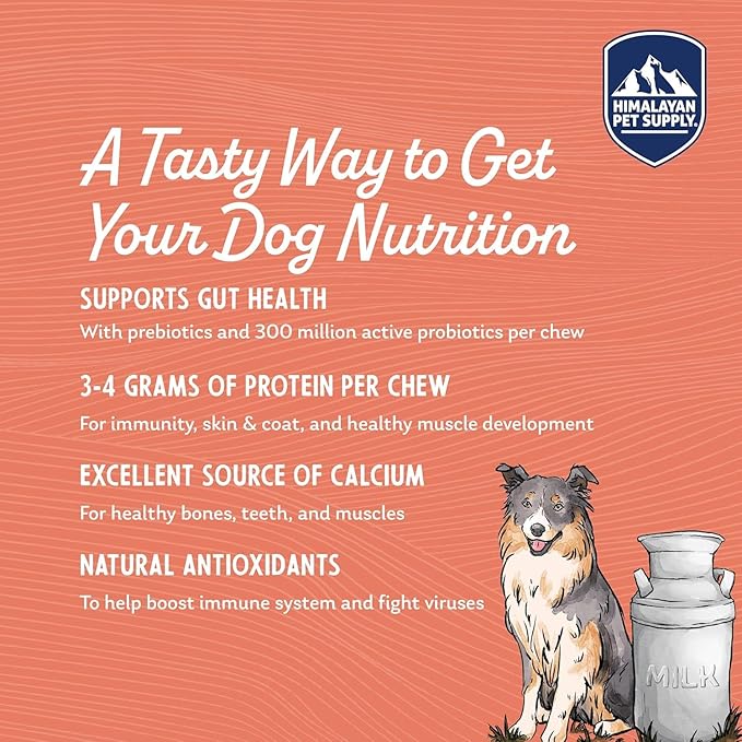 Himalayan Dog Chew Yogurt Sticks, Mixed Flavors, Dog Treats with Prebiotics, Probiotics & Protein, Digestive Support, Lactose & Gluten Free, Natural Dog Treat for All Breeds, Made in America, 4pk