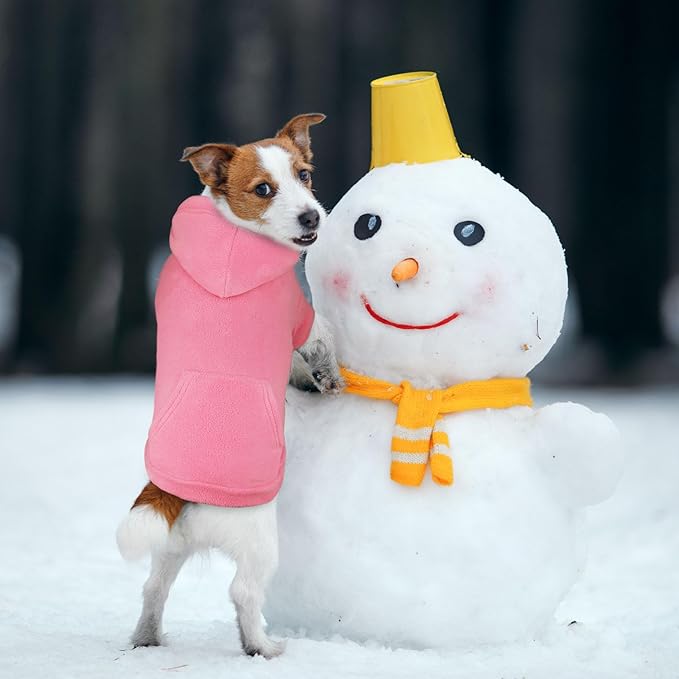 Dog Sweater,Dog Hoodies for Medium Dogs,Warm Fleece Sweatshirt with Hood & Pocket,Leash Hole,Cozy Cold Weather Pet Clothes Pet Sweater for Medium Dogs(Pink,M)