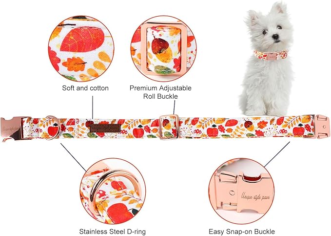 Unique style paws Thanksgiving Dog Collar Metal Buckle Collar for Autumn Winter Christmas for Small Medium Large Boys Girls Dogs