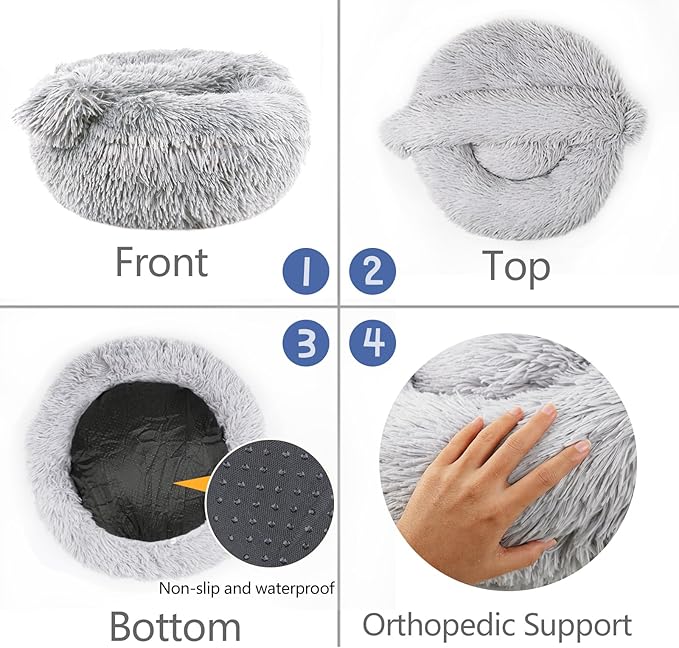 ShinHye Small Dog Bed Cat Bed Dog Bed with Blanket Plush Fluffy Hooded Dog Bed, Small Dog beds with Cover Cozy for Indoor Cats, Blanket Dog Beds Calm Anti-nxiety Dog Bed Washable