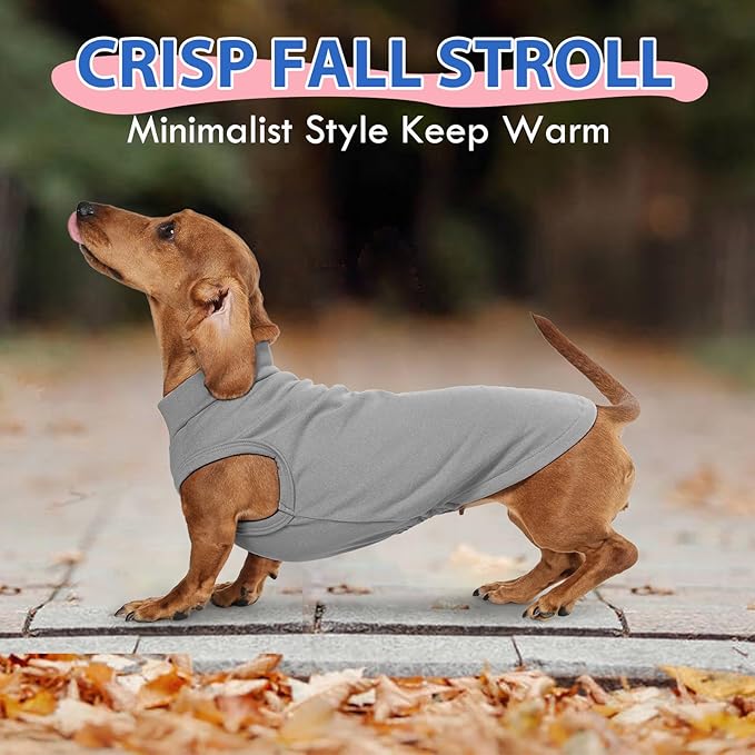 Dog Fleece Vest - Grey, M - Pullover Warm Sweater | Stretchable Sweatshirt Small Dogs Boy, Lightweight Winter Jacket Keep Warm, Mini Dachshund
