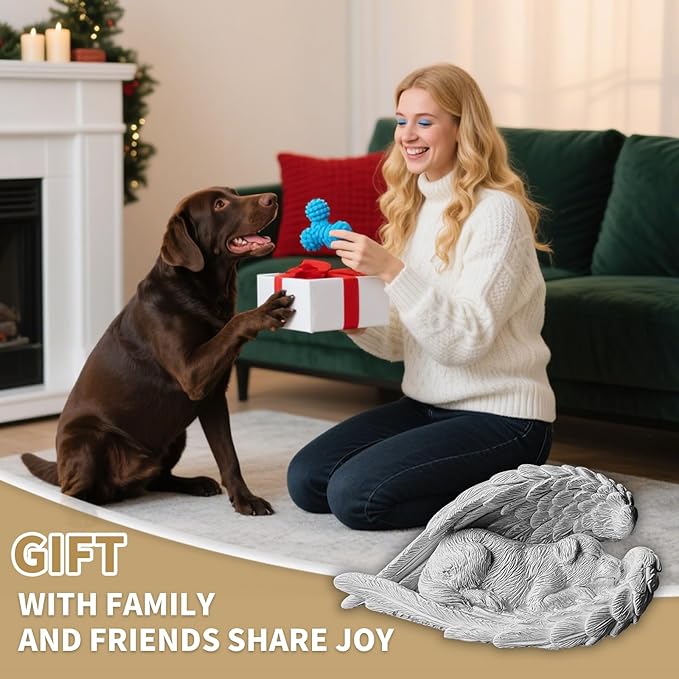 Dog Memorial Gifts for Loss of Dog,Resin Pet Memorial Statues,Forever My Guardian Angel Memorial Gifts（Grey）
