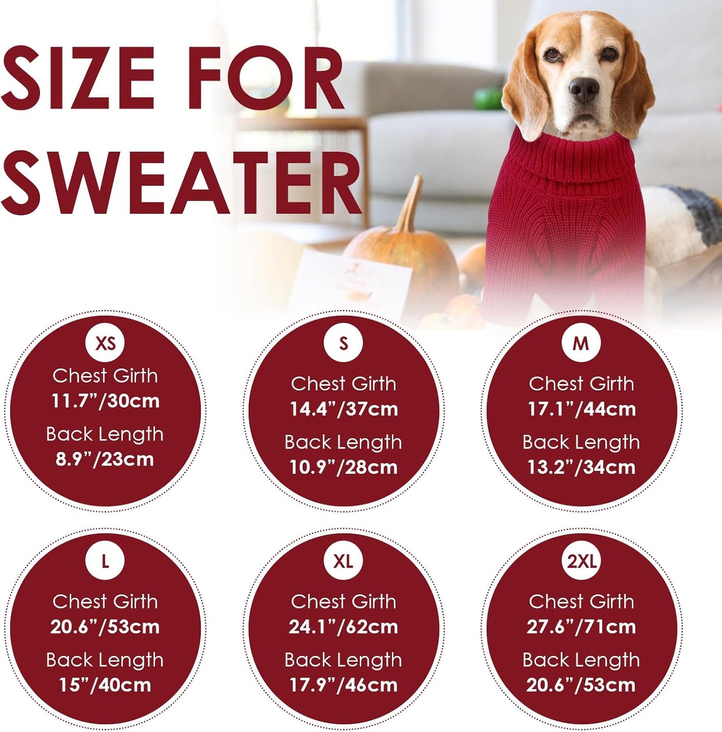 SUNFURA Dog Sweater Large Size Dogs, XL Dog Sweaters for Winter, Extra Large Breeds Girl Boy Pullover, Pet Knitted Knitwear Fall Sweatshirt for Pitbull, Labrador Retriever, Red X-Large