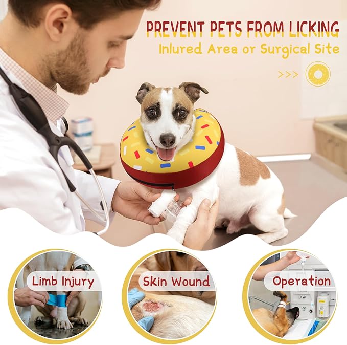 Supet Inflatable Dog Cone Collar Alternative After Surgery, Doggie Neck Donut Collar Recovery ECollar for Post Surgery, Soft Dog Cone for Small Medium Puppies Cats