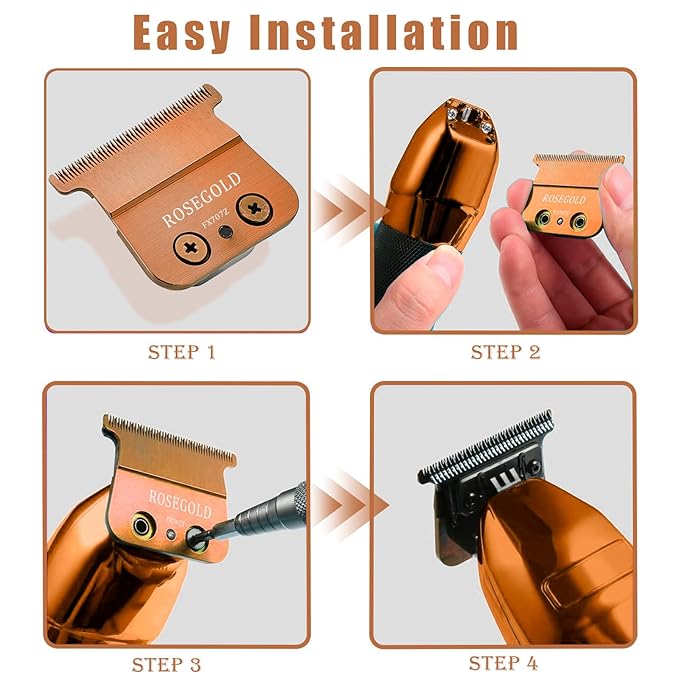 1Pack Replacement Blades Compatible With BaBylissPRO Barberology FX787 Series, FX787 Replacement Blade for Outlining Hair Trimmers, rose-gold