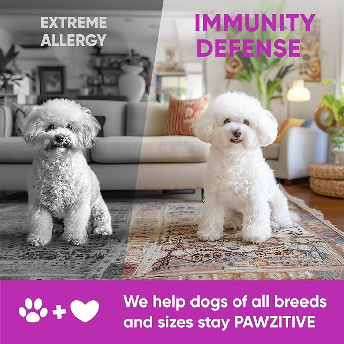 Dog Allergy Relief Chews - Omega 3 Fish Oil Skin & Coat - Itchy Skin Support Supplement - Anti Itch Immune Treats - Seasonal and Food Allergy Chews for Shedding, Hot Spot, Ears