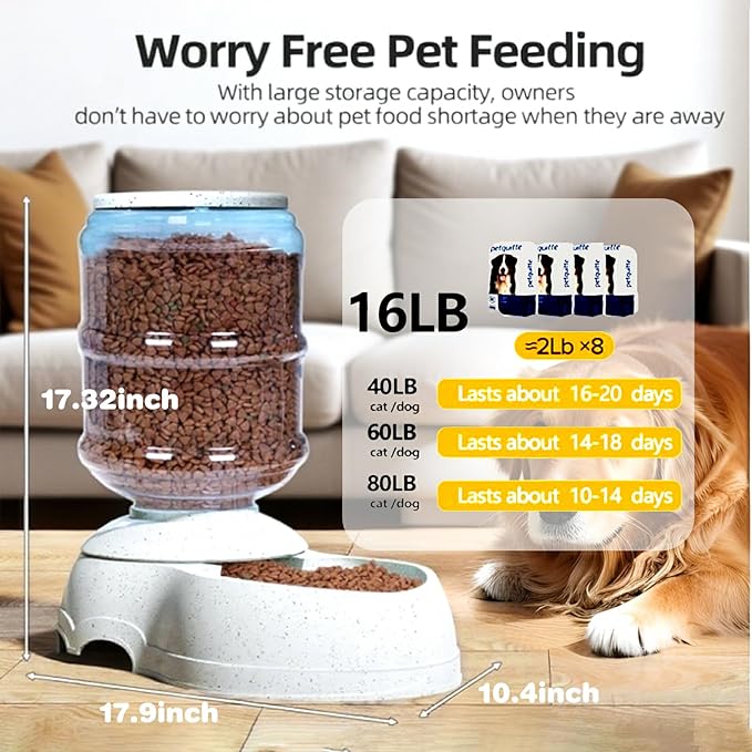 Automatic Dog Feeders,Large Pet Feeder,Gravity Automatic Dog Feeder 3 Gallon—Large Capacity, Thickened Durable.