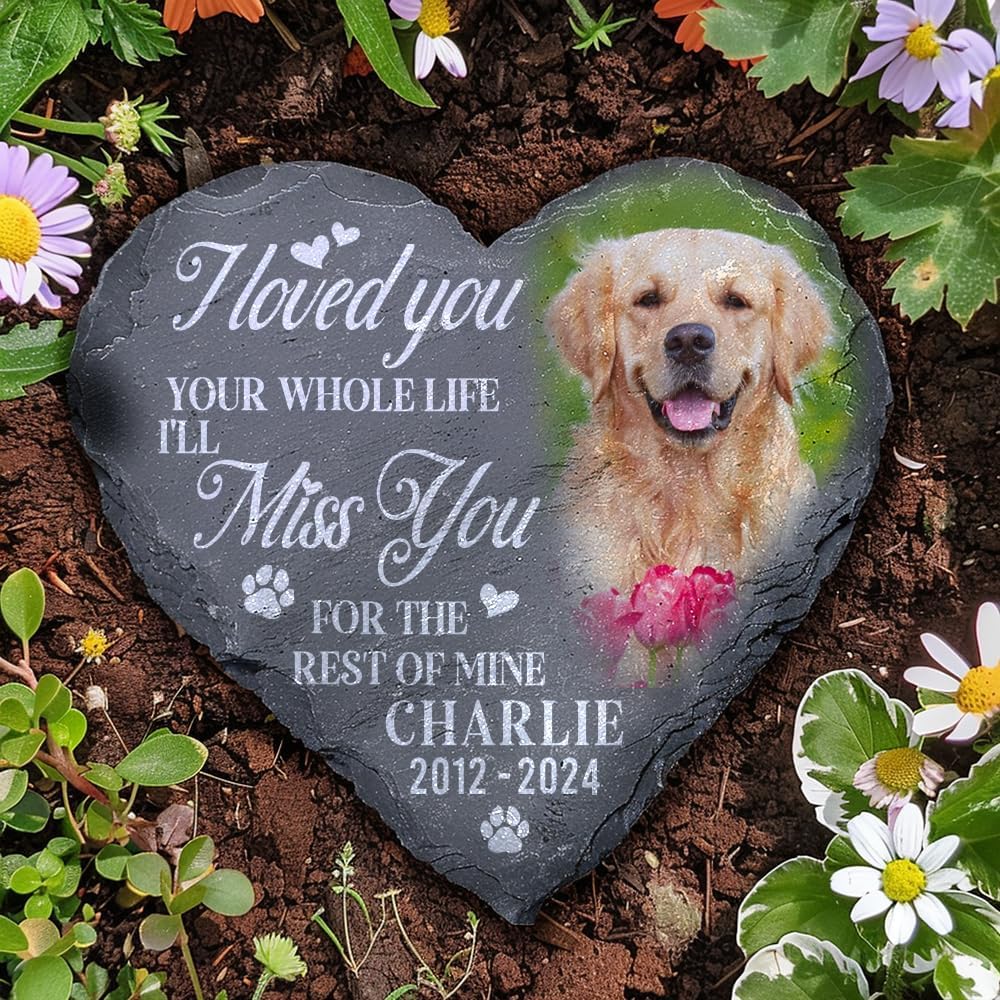 Personalized Dog Memorial Gifts for Loss of Dog, Custom Pet Memorial Stone with Photo Name Date, Stones for Dogs, Gift for Cat Lovers, Bereavement Sympathy Gift for Pet Lover, Quote 5