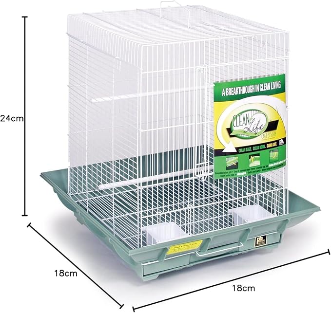 Mountain Majesty Clean Life Bird Cage with Spacious Interior, Durable Build, Easy-to-Clean Features, and Secure Design for Birds' Comfort Green