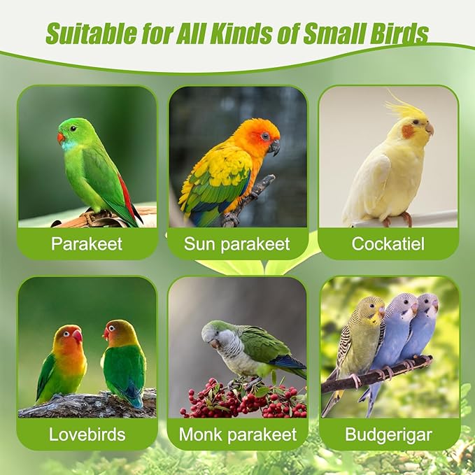 BWOGUE Automatic Bird Water Dispenser, 4.73 Fl Oz Parakeet Water Dispenser for Cage No Mess Suspended Bird Water Feeder for Cockatiel Budgie Conure Lovebirds