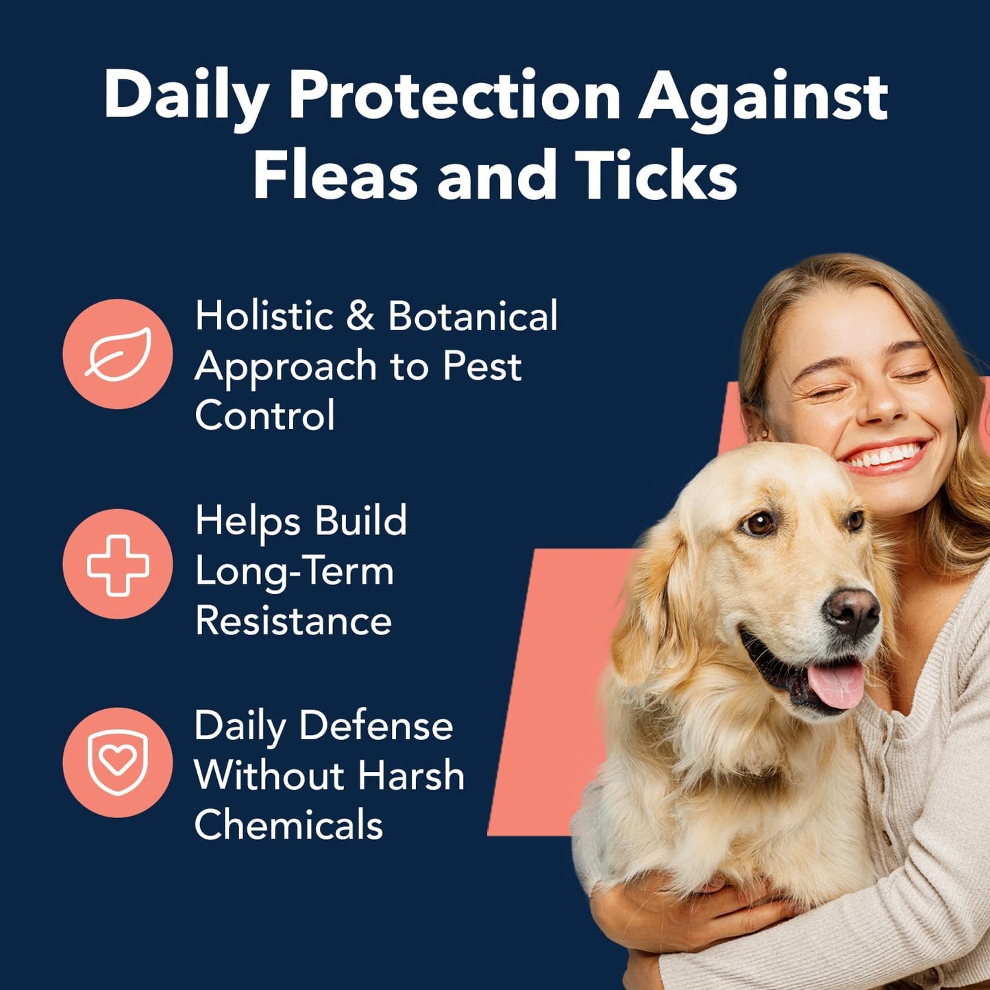 Vets Preferred Flea and Tick Prevention for Dogs Chewable - Daily Defense Without Harsh Chemicals - Immune Support & Antioxidant Protection - Beef Flavored - 90 Soft Chews