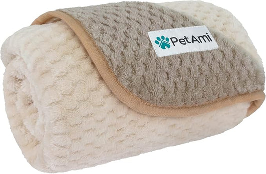 PetAmi Waterproof Dog Blanket, Leakproof Puppy Blanket for Small Medium Dog, Furniture Sofa Couch Cover Protector, Fleece Pet Throw Indoor Cat Kitten, Reversible Washable Soft Plush, 24x32 Taupe Beige