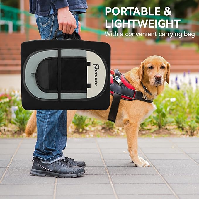 Dog Cat Playpen Indoor Outdoor for Puppy Pet Dogs Cat Travel and Recovery After Surgery, Dogs Enclosure Tent Crates Cage Indoor/Outdoor, Portable Pop Up Dog Kennel with Carrying Case (Grey, Medium)