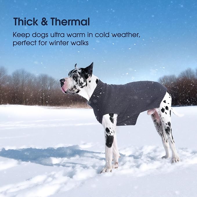 IECOii Great Dane Sweater,5XL Dog Sweater for Extra Large Dogs Breed,XXXXXL Dog Sweaters Christmas Outfit,Thick Warm Dog Winter Sweater for Male Female Dogs,Fall Pullover Big Dog Sweater,DarkGrey-5XL