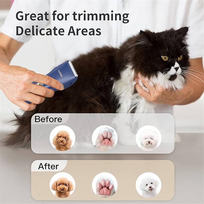 Dog Cat Home Hair Waterproof Clipper Wireless Dog Trimmer for Grooming,Blue,TS006