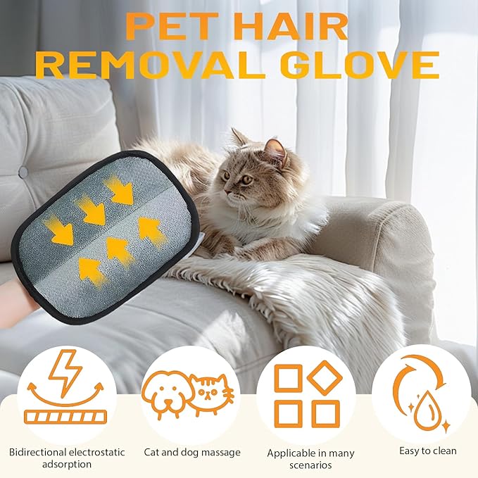 Shedly Sweep Pro, Pet Hair Removal Glove, Reusable Washable Electrostatic Pet Hair Removal Glove, Perfect for Clothing, Couch, Carpet, Car Seat (1PCS)
