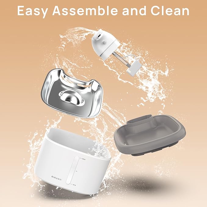 cat Water Fountain Wireless - 118oz/3.5L Cordless Automatic Water Dispenser for Cats, Stainless Steel Water Bowl for Pets no Spilling, Cat Feeding & Watering Supplies with 5 Filters