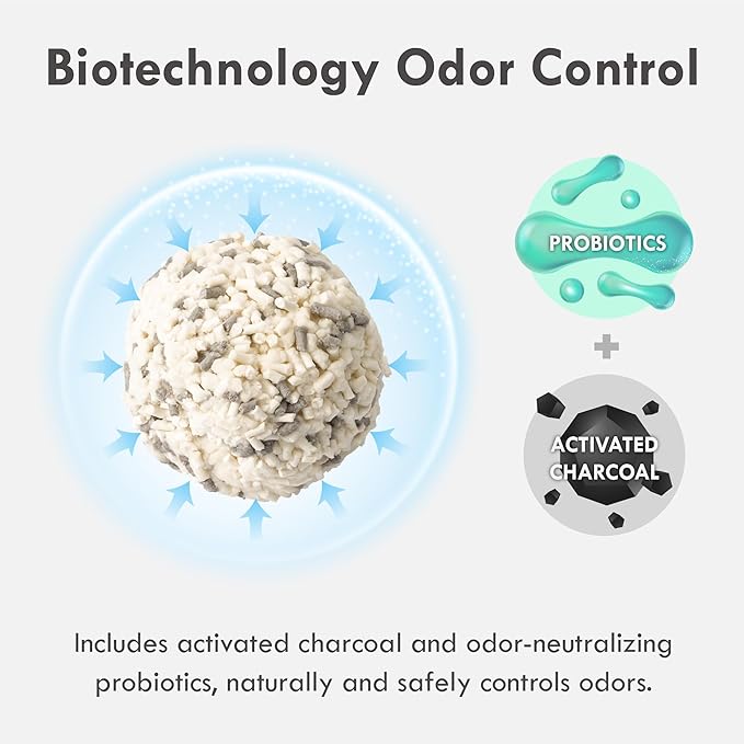 Lady N Granular Tofu Cat Litter Mini-Pellet Compatible with Automatic Self Cleaning Cat Litter Box, Strong Clumping Ultra Absorbent, Low Tracking, Odor Control Activated Charcoal 18lb