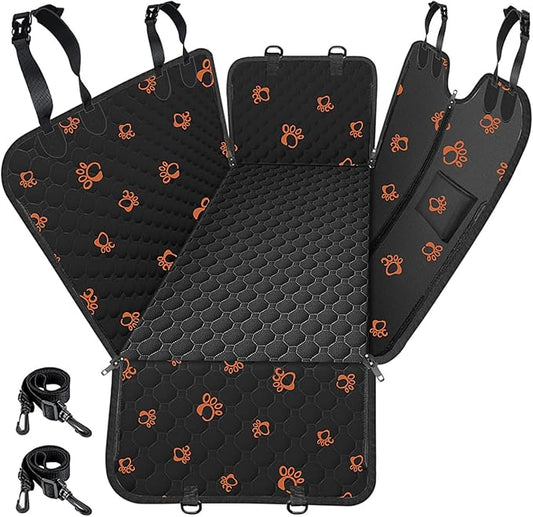 Mancro Dog Car Seat Cover for Back Seat, 2025 Upgraded 600D Heavy Duty Waterproof & Scratch-Resistant Dog Hammock for Car, Back Seat Pet Cover for Dogs with Sedan, and SUVs, Standard, Paw Prints