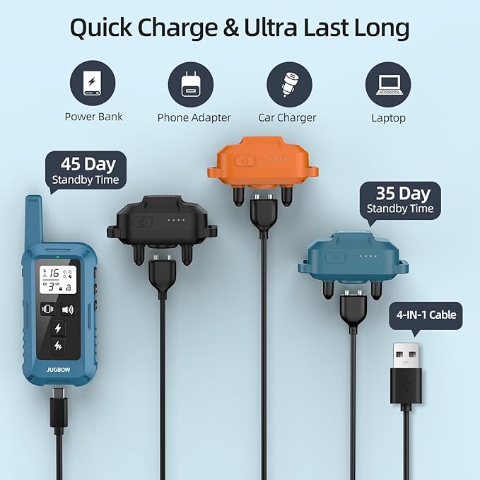 Jugbow Dog Training Collar for 3 Dogs- 4200FT Training Collars with Remote for 5-120 lb Large Medium Small Dogs, Rechargeable Waterproof IPX8 E Collars for Dogs