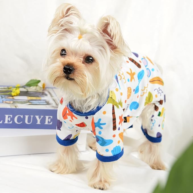 Dog Clothes for Small Dogs Boy Girl, Dog Pajamas Tiny Chihuahua Yorkie Spring Summer Shirt, Cute Puppy Outfit Pjs Jumpsuit Cat Onesie Apparel Pet Clothes