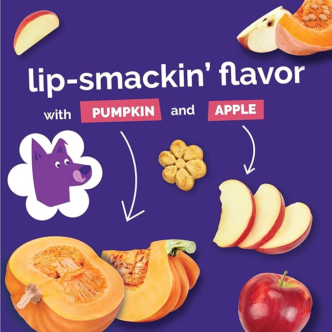 Fruitables Baked Dog Treats, Healthy Pumpkin Treat for Dogs, Low Calorie & Delicious, No Wheat, Corn or Soy, Made in the USA, Pumpkin and Apple Flavor, 12oz