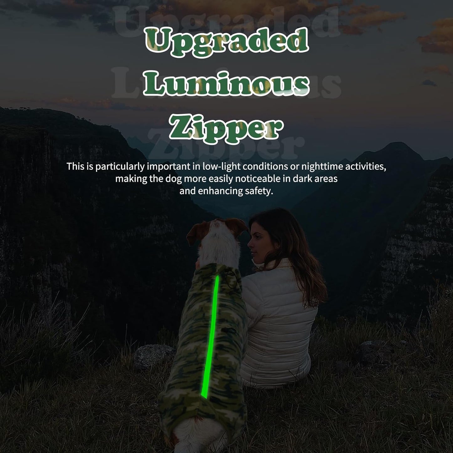 ROZKITCH Dog Winter Coat Soft Fleece Pullover Pajamas, Pet Windproof Warm Cold Weather Jacket Vest with Luminous Zipper, Jumpsuit Apparel Outfit Clothes for Small Medium Large Dog Camo 4XL