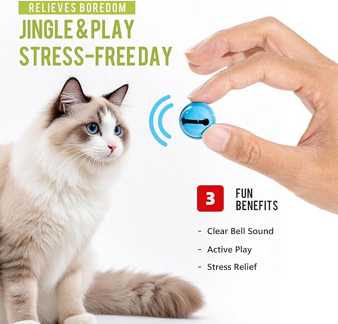 Li & Zhao Interactive Cat Toy - 3 PCS Cat Bell Toy Lightweight Cat Toys for Indoor for Kitten Training and Play Adhesive Rocking Toy with Bell Kitten Play Chase Exercise Physical Stimulation(3 Colors)