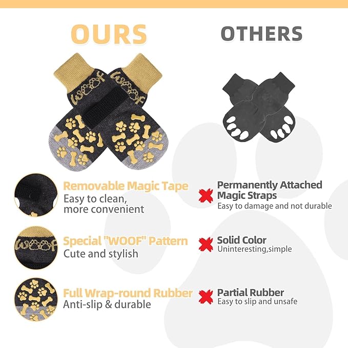 KOOLTAIL Dog Socks for Hot/Cold Pavement to Prevent Licking Paws,Dog Boots&Paw Protector for Hardwood Floors Anti Slip,Traction Control No Twist Grip Booties for Small Medium Large Senior Dogs XL