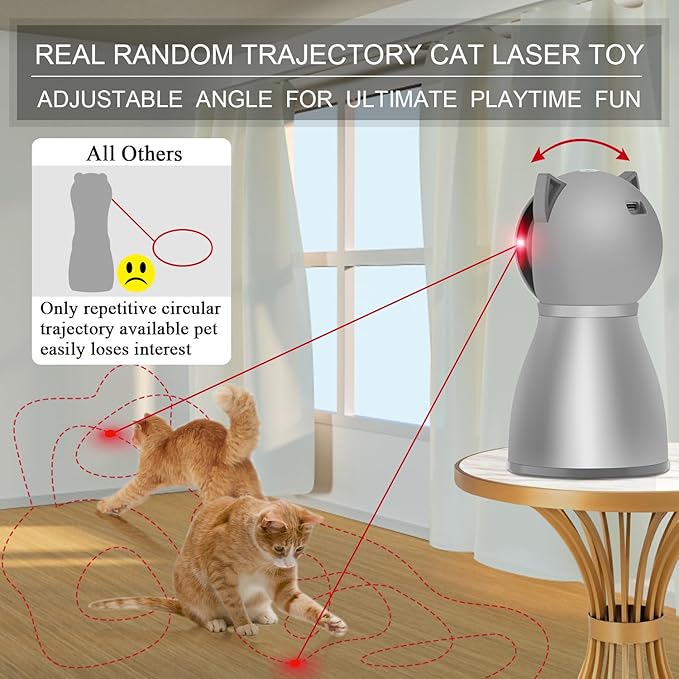 Laser Cat Toys for Indoor Cats,The 4th Generation Real Random Trajectory Motion Activated Rechargeable Automatic Cat Laser Toy,Interactive Cat Toys for Bored Indoor Adult Cats/Kittens (Gray)