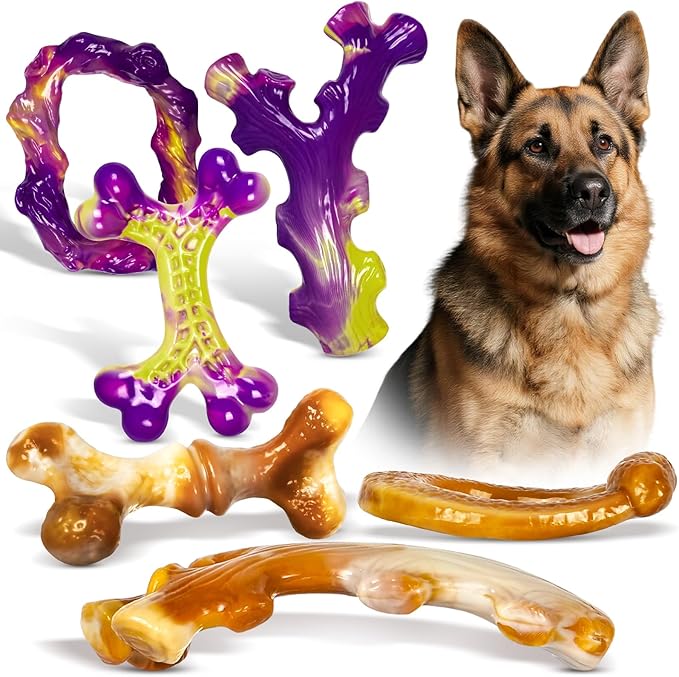 6 Pack Indestructible Dog Toys for Aggressive Chewers, Durable Nylon Bone for Large Dogs, Dog Toy for Aggressive Chewer Large Breed, A Mixed Special Edition Set