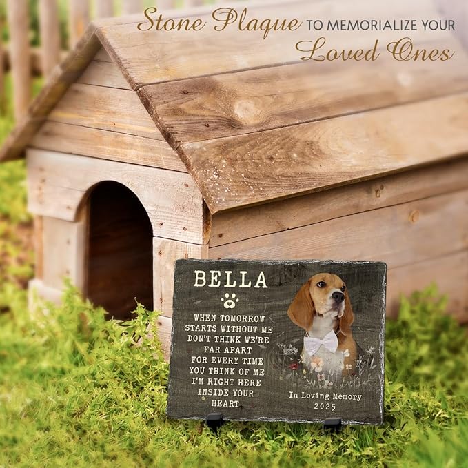 Personalized Memorial Stone - Multihued Plaque to Mark Vibrant Memory of Your Dog and Cat, Elegant Home and Garden Decor, Indoor and Outdoor, Pet Loss of Sympathy Gift