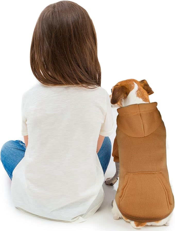 Coffee Dog Hoodie Sweatshirt with Pocket - Small Dogs, Soft Brushed Fleece Dog Clothes