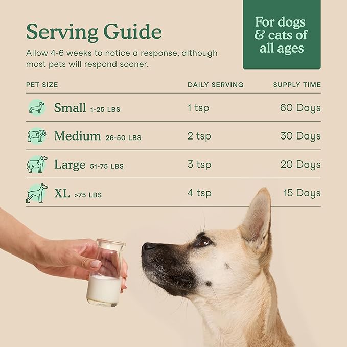 Fera Pets Goat Milk - Cat & Dog Hip and Joint Support with Glucosamine, MSM & Green Lipped Mussel - Supports Flexibility, Mobility & Bone Health - for Picky Eaters - 60 TSP