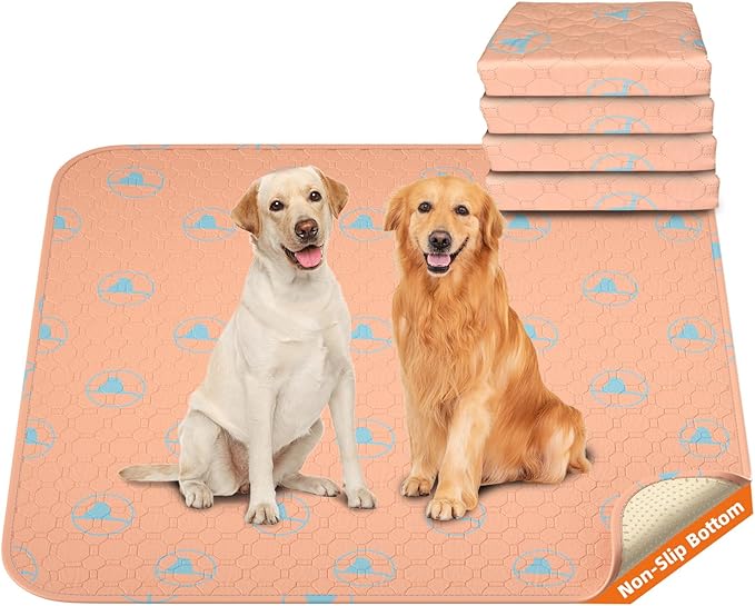 PJYuCien Washable Pee Pads for Dogs 4 Pack, 36" x 36" Reusable Pee Pads for Dogs, Leak-Proof Pet Training Pads, Puppy Pads for Non-Slip, Designed for Dog Pen, Whelping Pad, Potty Training (Orange)