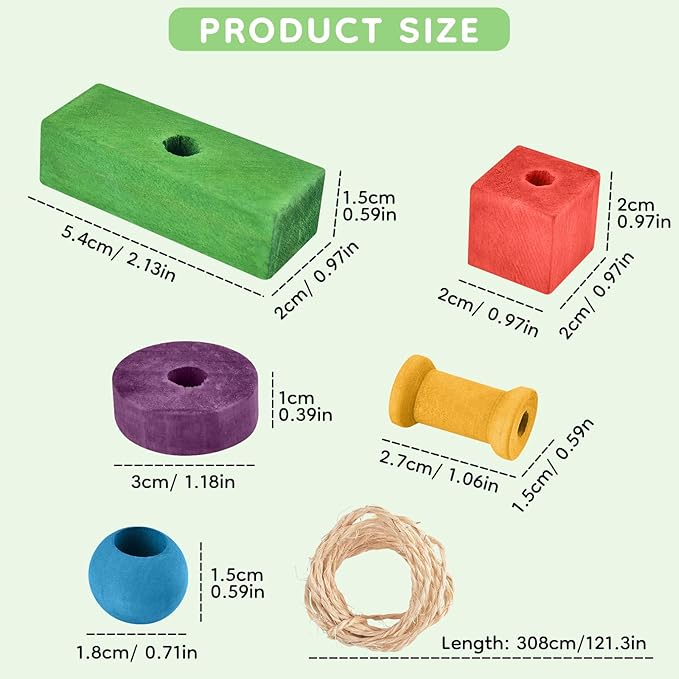 Bird Toys for Parrot, 165 Pcs Colorful Multi-Shaped DIY Wooden Blocks Craft, Birds Cage Chewing Playing Training Toy for Large Cockatoos, Macaws, African Grey and Small Medium Parrots