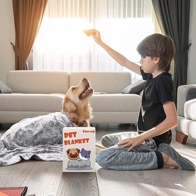 Stuffed Premium Soft Dog Blankets for Large Dogs, Large Cat Blanket Calming Washable for Bed Couch Protection Cover, Dog Essentials for Dog, 66 * 82 inches, Grey