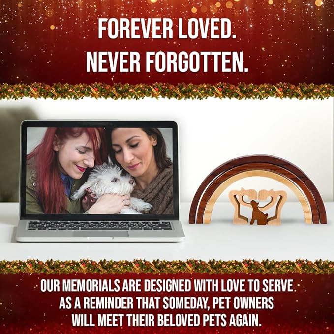 Capti Rainbow Bridge Dog Memorial Gifts, Cat Memorial Gifts - I'll Meet You at The Rainbow Bridge - Pet Loss Gifts, Bereavement, Sympathy Keepsake Dog Mom, Dog Dad for Loss of Pet (Dog and Two Moms)