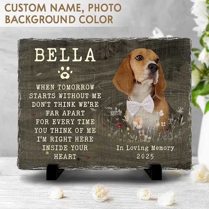 Personalized Memorial Stone - Multihued Plaque to Mark Vibrant Memory of Your Dog and Cat, Elegant Home and Garden Decor, Indoor and Outdoor, Pet Loss of Sympathy Gift