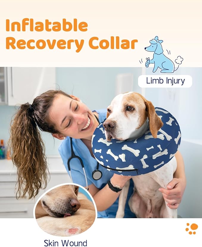 Supet Inflatable Dog Cone Collar Alternative After Surgery, Dog Neck Donut Collar Recovery E Collar for Neuter, Soft Pet Cone for Small Medium Large Dogs