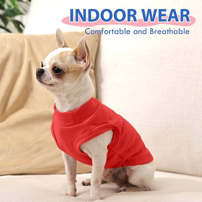 Dog Sweater Fleece Vest - Red, XS - Stretchable Sleeveless | Warm Lightweight Sweatershirt, Pullover Design for Puppy,Chihuahua Clothes,Cold Weather Outdoor Walking