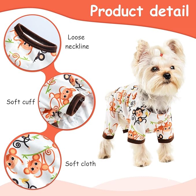 Dog Pajamas for Small Dogs Boy Girl, Dog Clothes Tiny Chihuahua Yorkie Spring Summer Shirt, Cute Puppy Outfit Pjs Jumpsuit Cat Onesie Apparel Pet Clothes